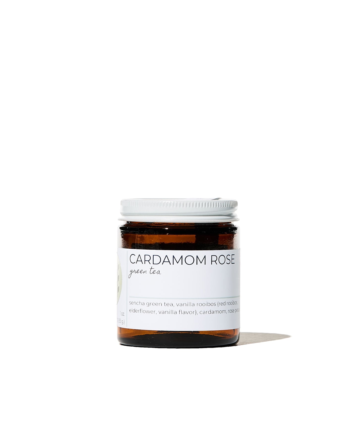 FreeWildShe Cardamom Rose Green Tea with a bright white background.