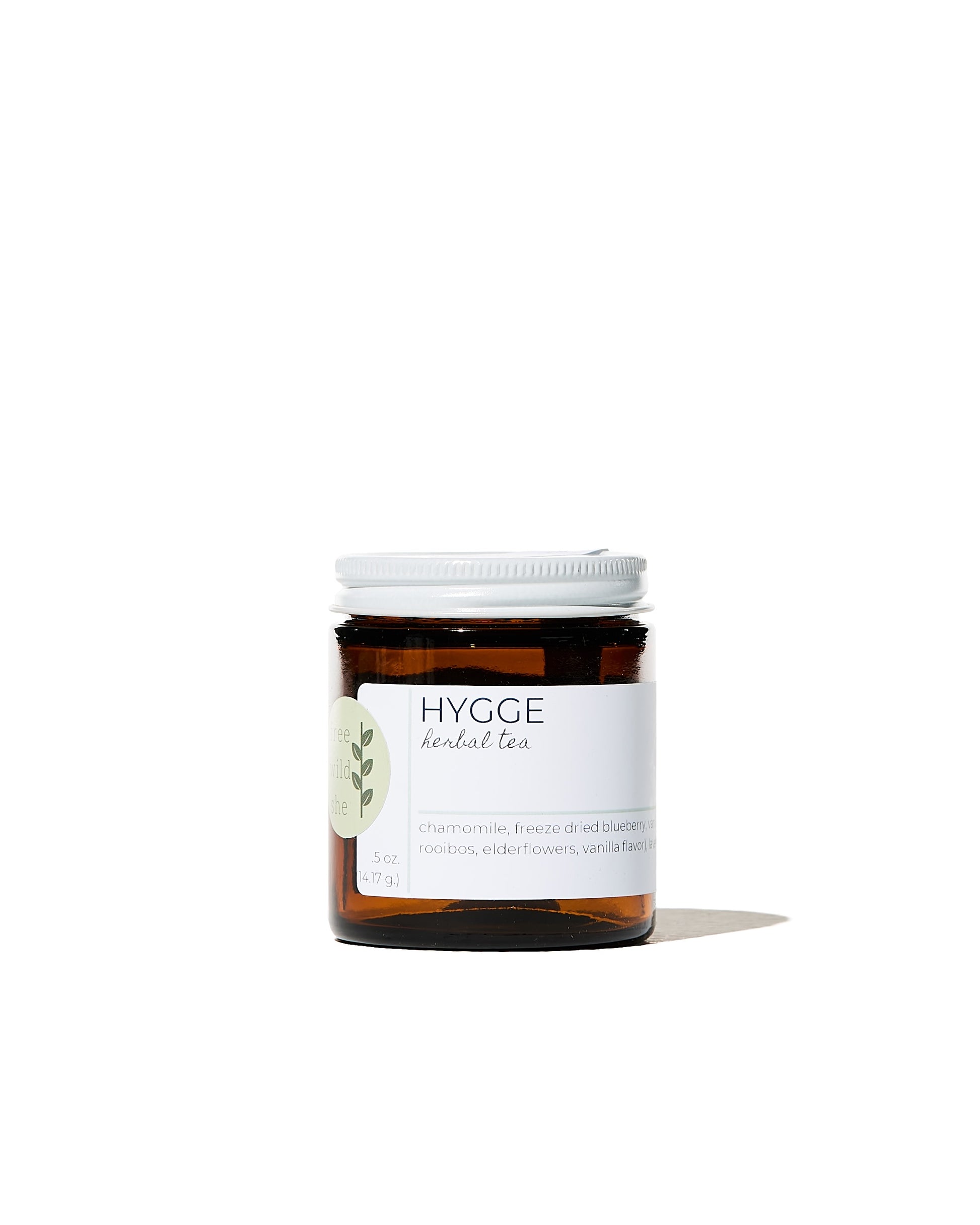 FreeWildShe Hygge Herbal Tea with a bright white background.